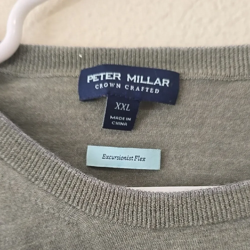 Peter Millar Wool, Green Crewneck Sweater,‎  Relaxed Fit XXL